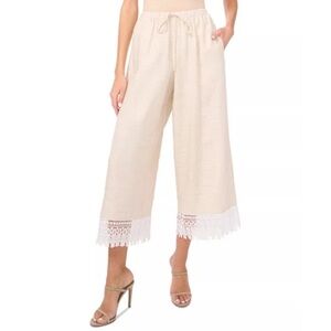 Parker Women's Pants SIZE XL Daniella Lace-Trim Cropped Pants beige relaxed NEW